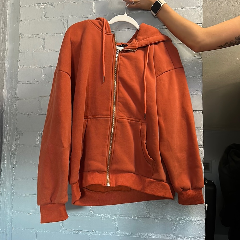Orange Zip Up Hoodie